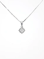 14K White Gold 0.34cttw Princess Cut Canadian Diamond Pendant, 18"
