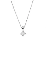 14K White Gold 0.20cttw Princess Cut Canadian Diamond Pendant, 18"