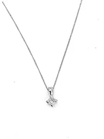 14K White Gold 0.20cttw Princess Cut Canadian Diamond Pendant, 18"