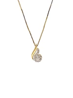 10K Yellow Gold 0.17ttw Canadian Diamond Halo Necklace, 18"