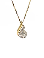10K Yellow Gold 0.17ttw Canadian Diamond Halo Necklace, 18"