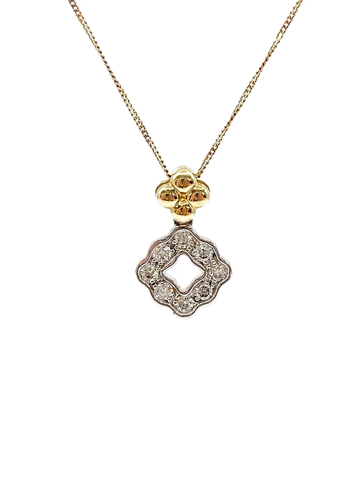 10K White & Yellow Gold 0.25cttw Diamond Pendant, 18"
