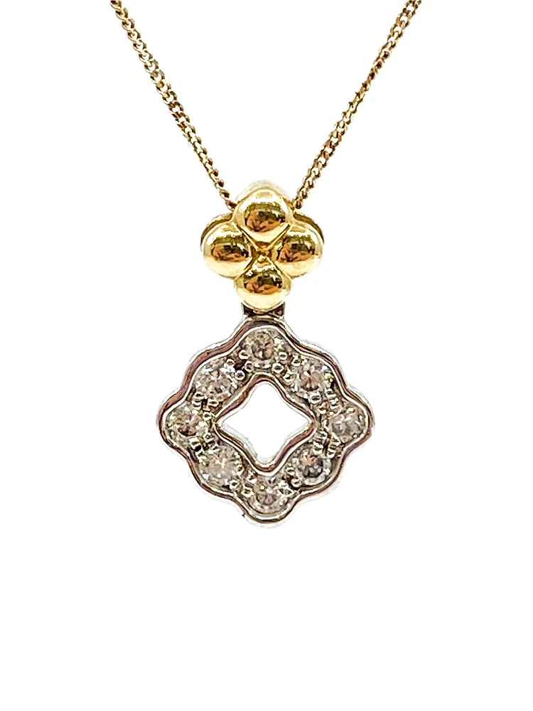 10K White & Yellow Gold 0.25cttw Diamond Pendant, 18"