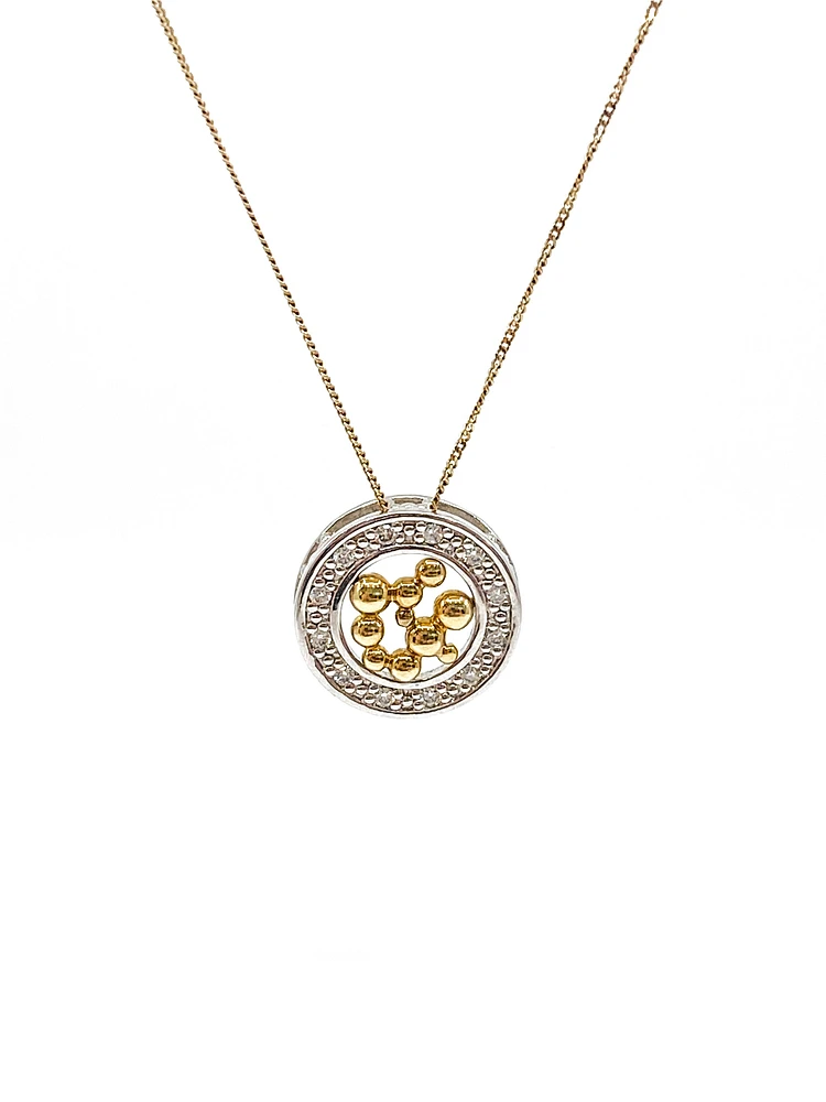 10K White & Yellow Gold 0.12cttw Diamond Pendant, 18"