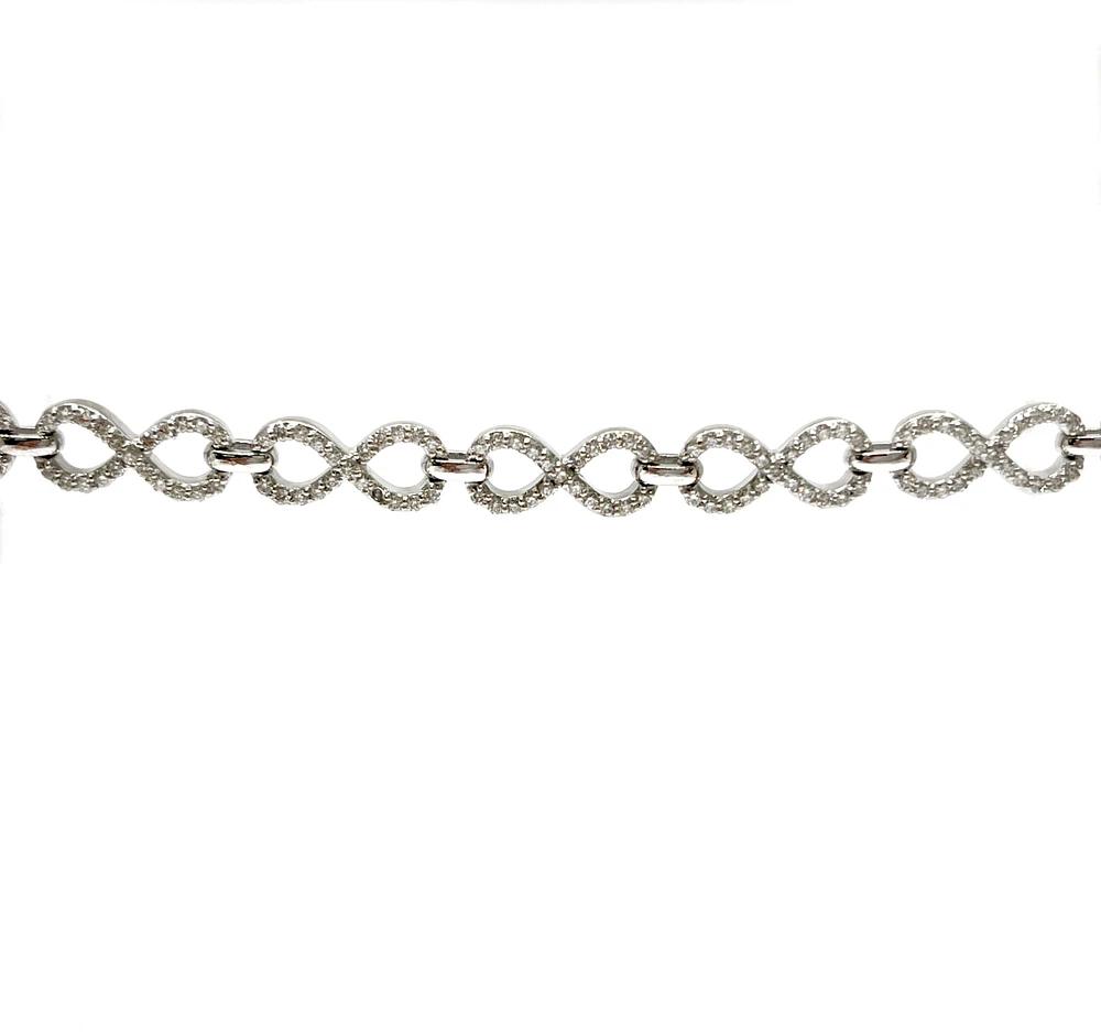 14K White Gold 2.10cttw Diamond Infinity Tennis Bracelet, 7"