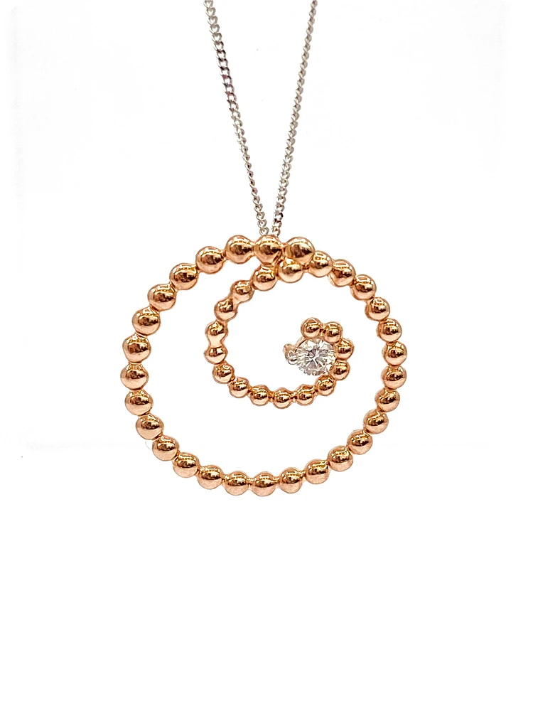 10K White & Rose Gold 0.08cttw Diamond Pendant, 18"