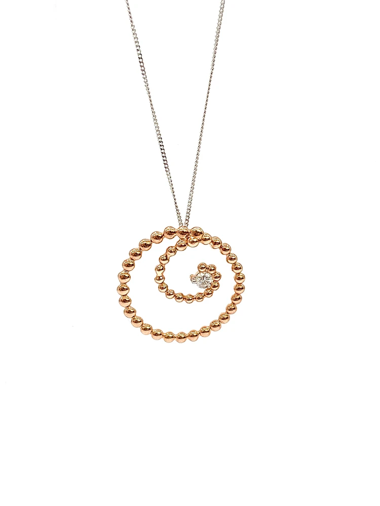 10K White & Rose Gold 0.08cttw Diamond Pendant, 18"