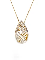 10K White & Yellow Gold 0.06cttw Diamond Pendant, 18"