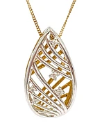 10K White & Yellow Gold 0.06cttw Diamond Pendant, 18"