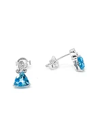 10K White Gold 1.20cttw Genuine Blue Topaz & 0.017cttw Diamond Earrings