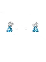 10K White Gold 1.20cttw Genuine Blue Topaz & 0.017cttw Diamond Earrings