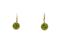 10K Yellow Gold Peridot and Diamond Lever Back Earrings