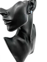10K White Gold 0.75cttw Genuine Blue Topaz & 0.03cttw Diamond Earrings