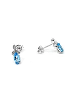 10K White Gold 0.75cttw Genuine Blue Topaz & 0.03cttw Diamond Earrings
