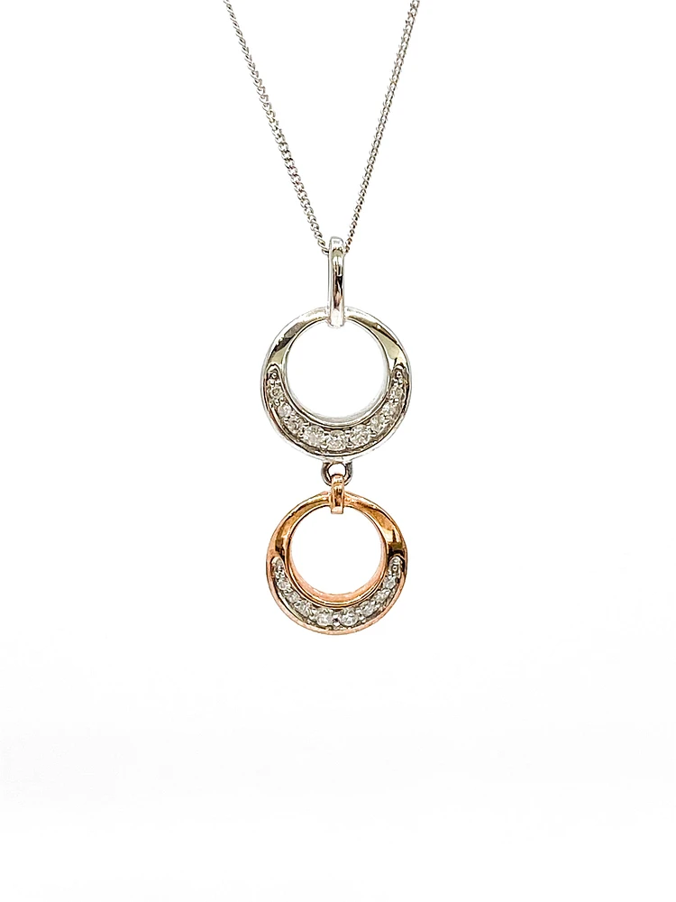 10K White & Rose Gold 0.39cttw Diamond Pendant, 18"