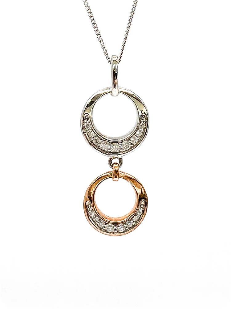 10K White & Rose Gold 0.39cttw Diamond Pendant, 18"