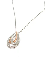 Silver and 10K Rose Gold 0.08cttw Diamond Pendant, 18"