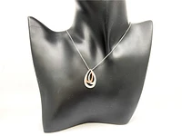 Silver and 10K Rose Gold 0.08cttw Diamond Pendant, 18"