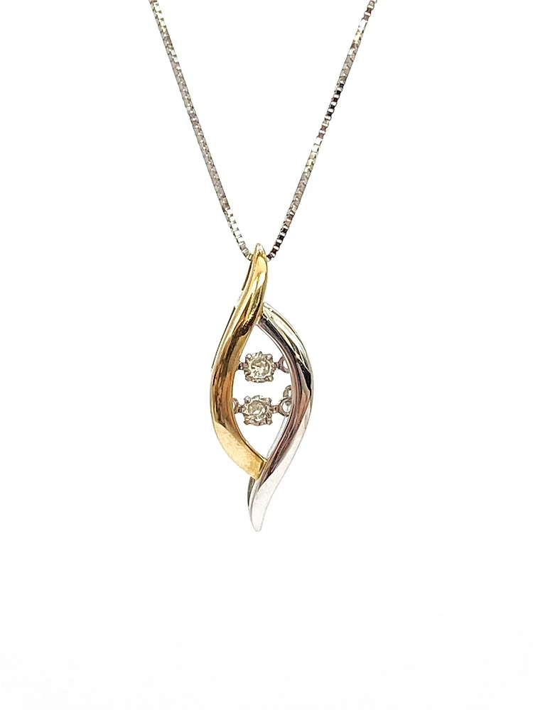 10K White & Yellow Gold 0.02cttw Diamond Pulse Pendant, 18"
