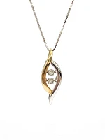 10K White & Yellow Gold 0.02cttw Diamond Pulse Pendant, 18"