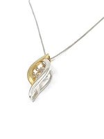 10K White & Yellow Gold 0.02cttw Diamond Pulse Pendant, 18"