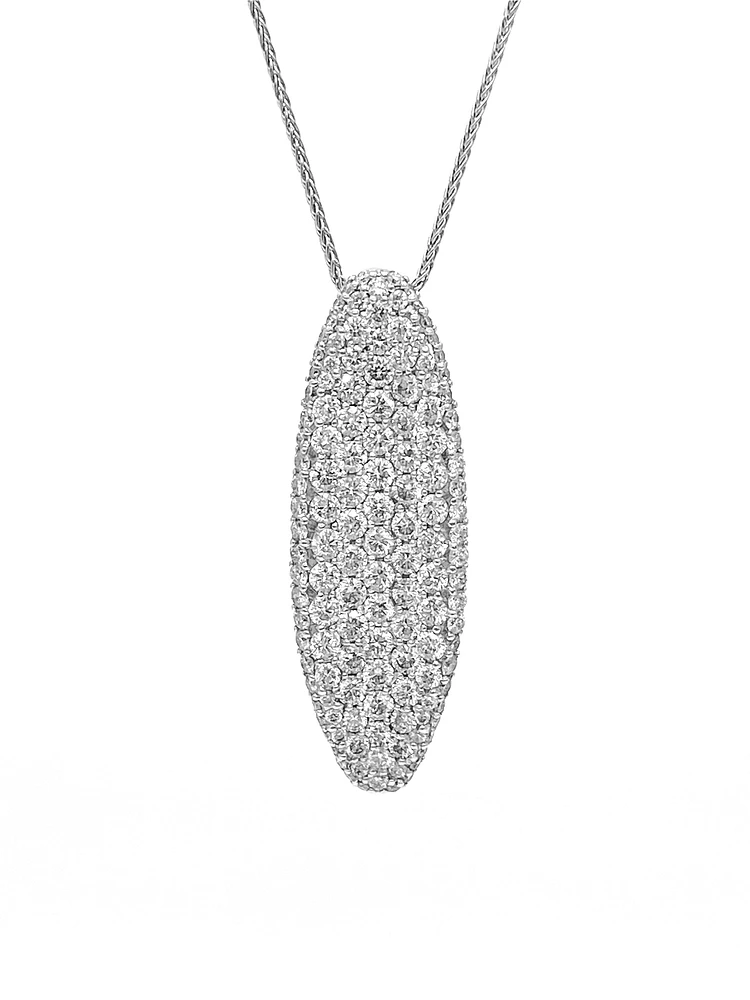 10K White Gold 2.11cttw Diamond Pave Pendant, 18"