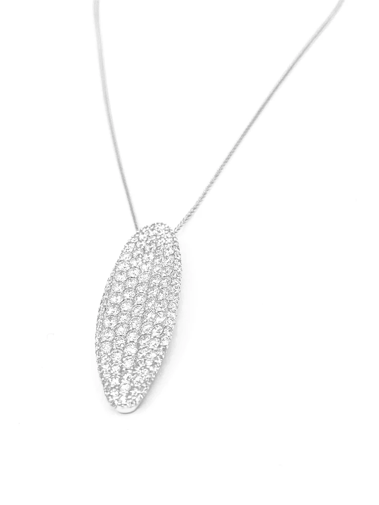 10K White Gold 2.11cttw Diamond Pave Pendant, 18"