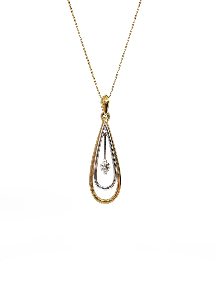 10K White & Yellow Gold 0.10cttw Canadian Diamond Necklace, 18"