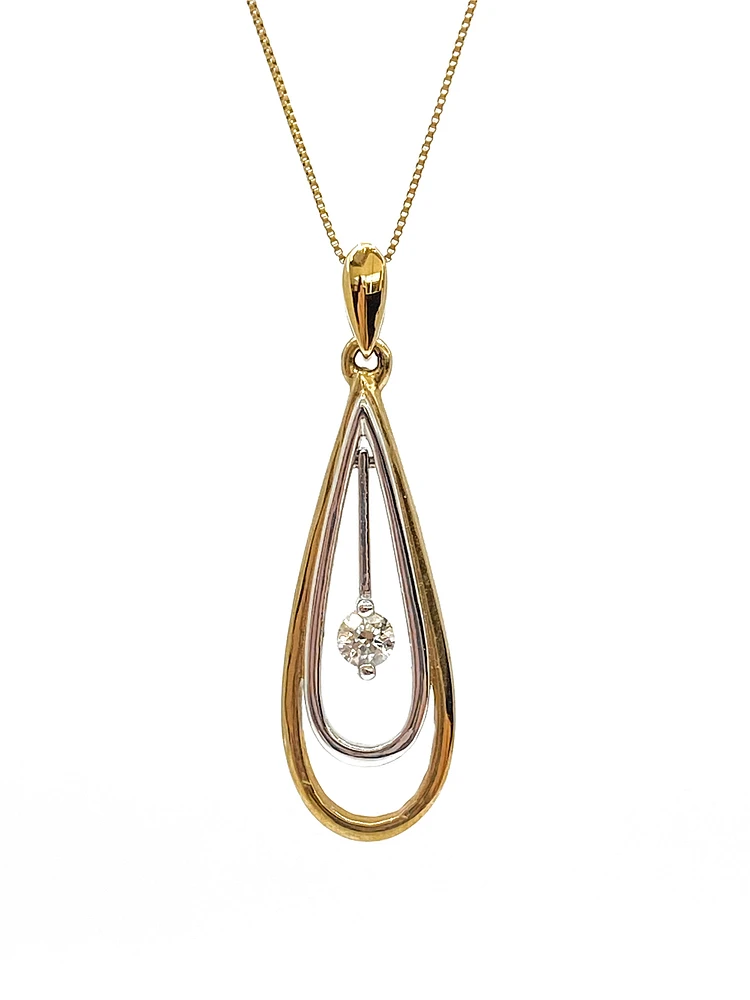 10K White & Yellow Gold 0.10cttw Canadian Diamond Necklace, 18"