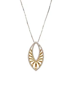 10K White & Yellow Gold 0.25cttw Diamond Pendant, 18"