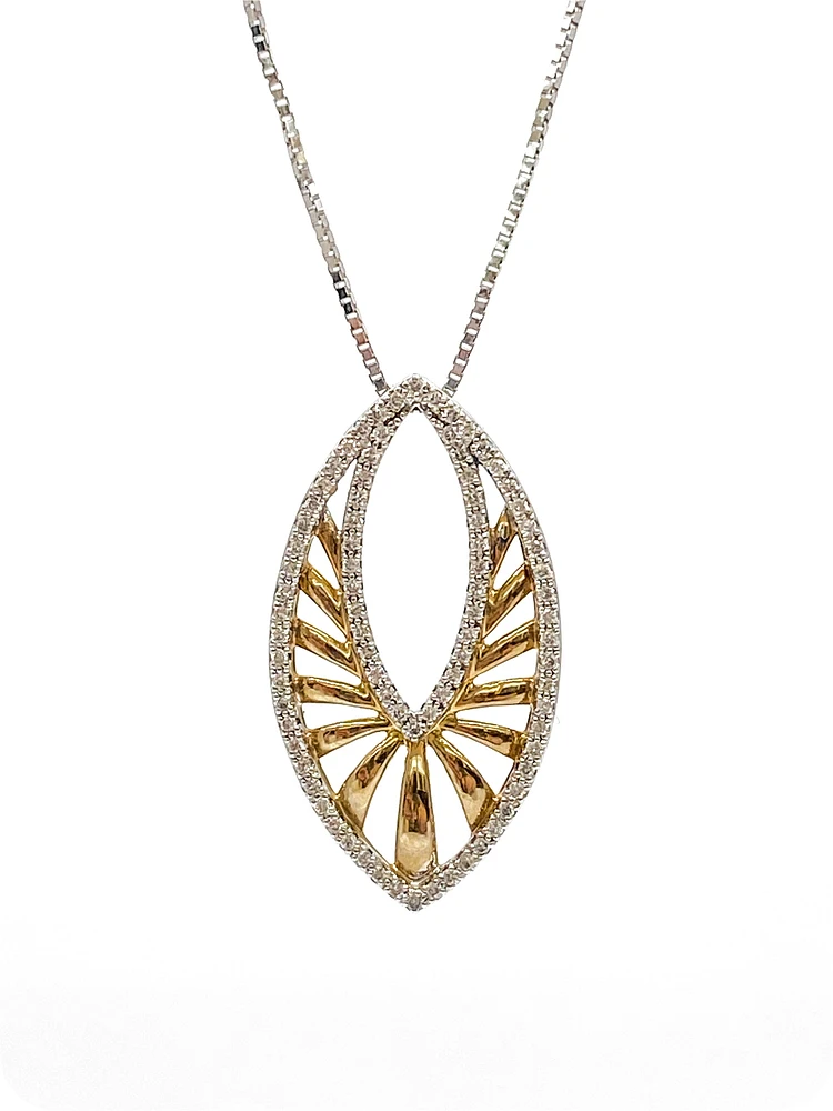 10K White & Yellow Gold 0.25cttw Diamond Pendant, 18"