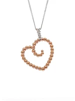 10K White & Rose Gold 0.04cttw Diamond Heart Pendant, 18"