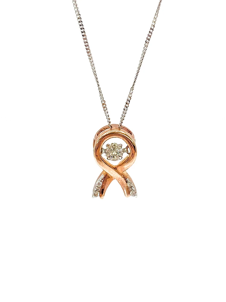 10K Rose Gold & White Gold 0.10cttw Diamond Pendant, 18"
