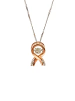 10K Rose Gold & White Gold 0.10cttw Diamond Pendant, 18"
