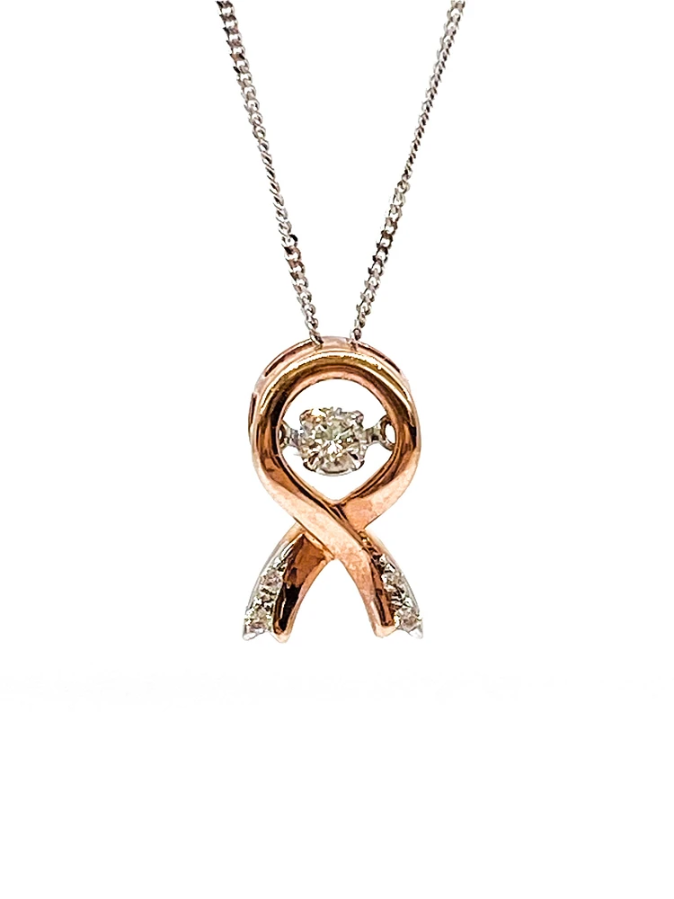 10K Rose Gold & White Gold 0.10cttw Diamond Pendant, 18"
