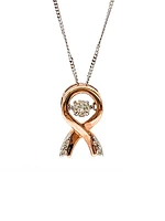 10K Rose Gold & White Gold 0.10cttw Diamond Pendant, 18"