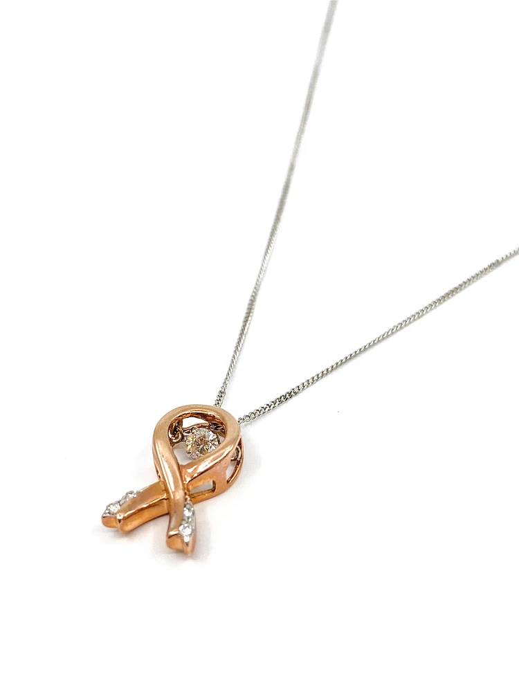 10K Rose Gold & White Gold 0.10cttw Diamond Pendant, 18"