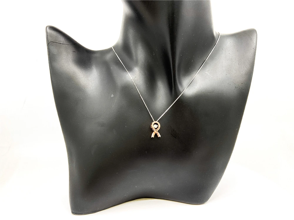 10K Rose Gold & White Gold 0.10cttw Diamond Pendant, 18"