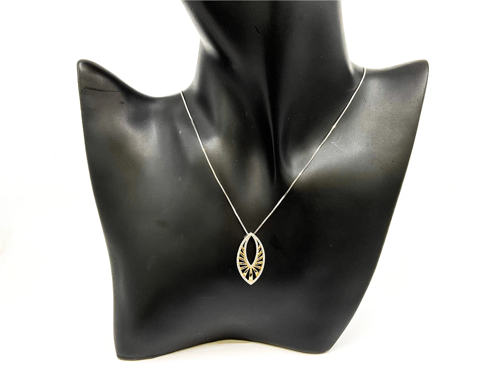 10K White & Yellow Gold 0.25cttw Diamond Pendant, 18"