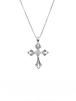10K White Gold 0.06cttw Diamond Cross Pendant, 18"