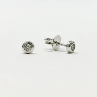 10K White Gold 0.08cttw Diamond Bezel Set Solitaire Earrings