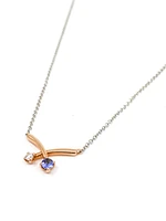 14K White & Rose Gold 0.12cttw Genuine Tanzanite and 0.05cttw Diamond Pendant, 18"