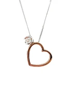 10K White & Rose Gold 0.09cttw Diamond Heart Pendant, 18"