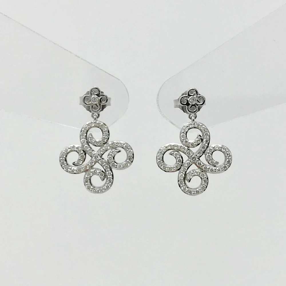 10K White Gold 0.50cttw Diamond Chandelier Dangle Drop Earrings