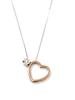 10K White & Rose Gold 0.09cttw Diamond Heart Pendant, 18"