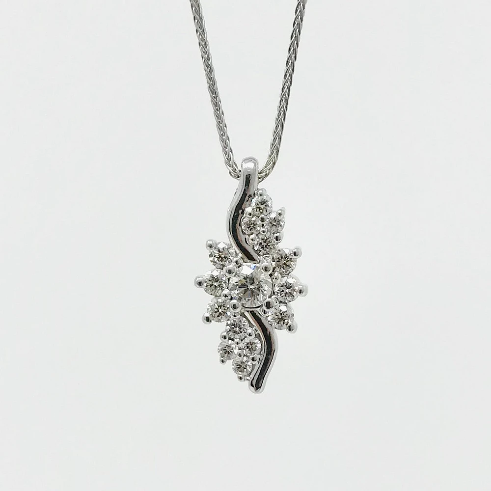 10K White Gold 0.50cttw Diamond Pendant, 18"