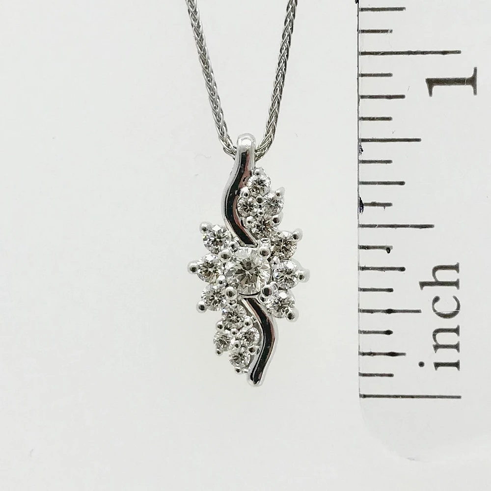 10K White Gold 0.50cttw Diamond Pendant, 18"