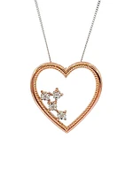10K White & Rose Gold 0.02cttw Diamond Heart Pendant, 18"