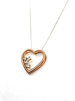 10K White & Rose Gold 0.02cttw Diamond Heart Pendant, 18"