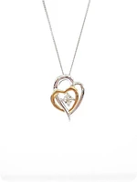 10K White & Yellow Gold 0.15cttw Diamond Heart Pendant, 18"